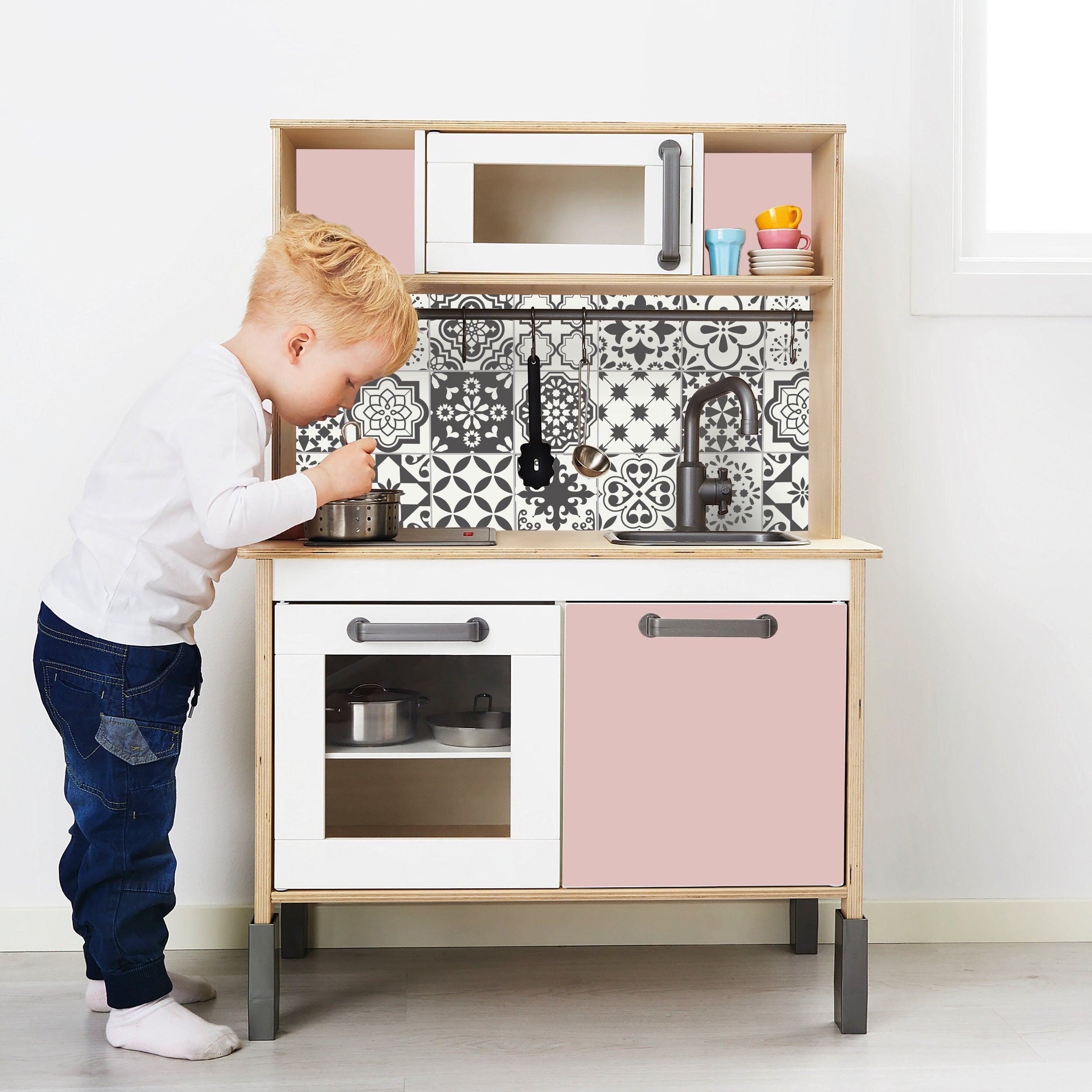 Aufkleber für IKEA Duktig Kinderküche Mediterran/Rosa IKK-K722
