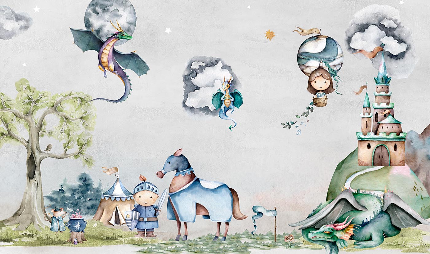 Ritter mit Drache und Prinzessin Tapete TP115 – Motiv