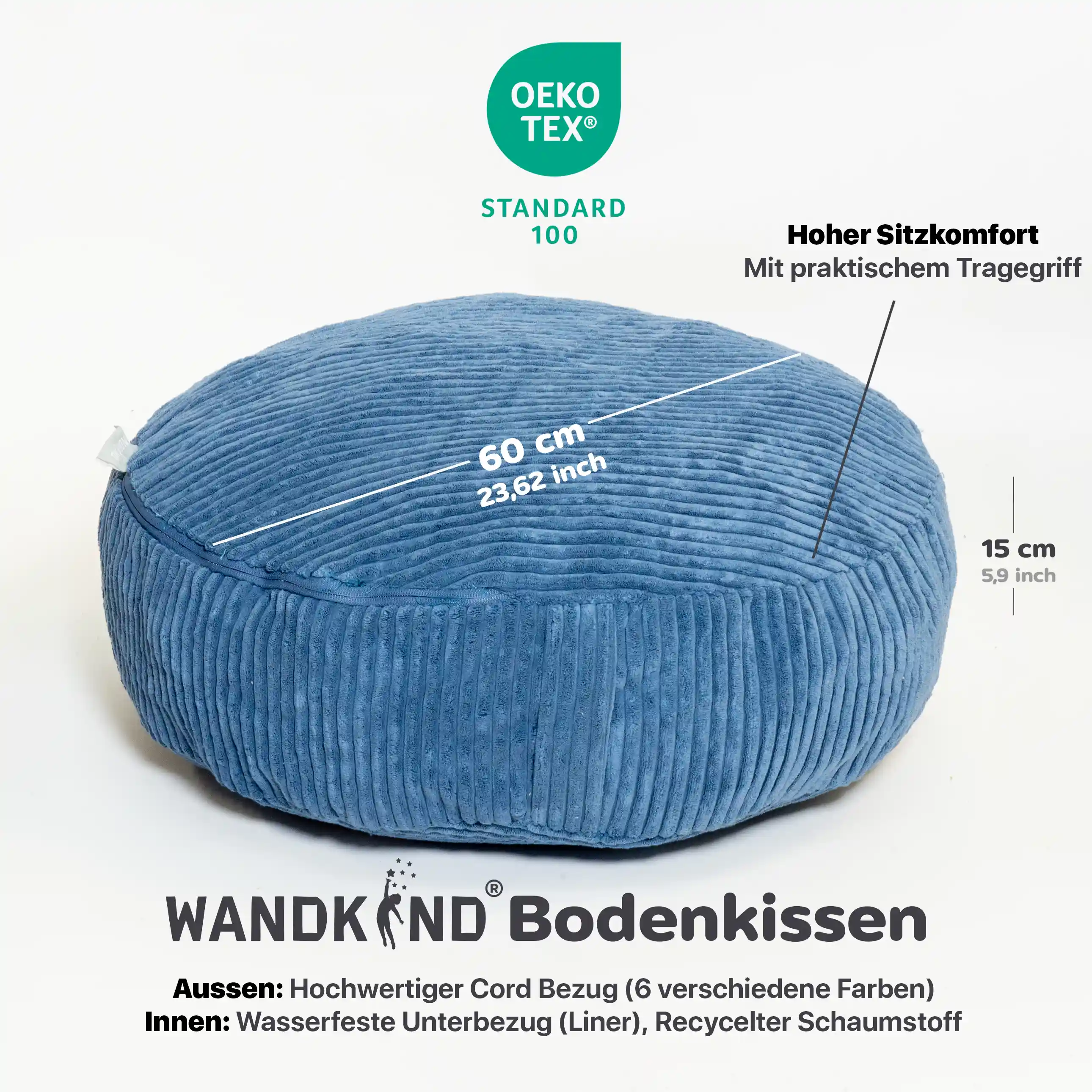 Bodenkissen Kinder rund – Cord, 60 cm