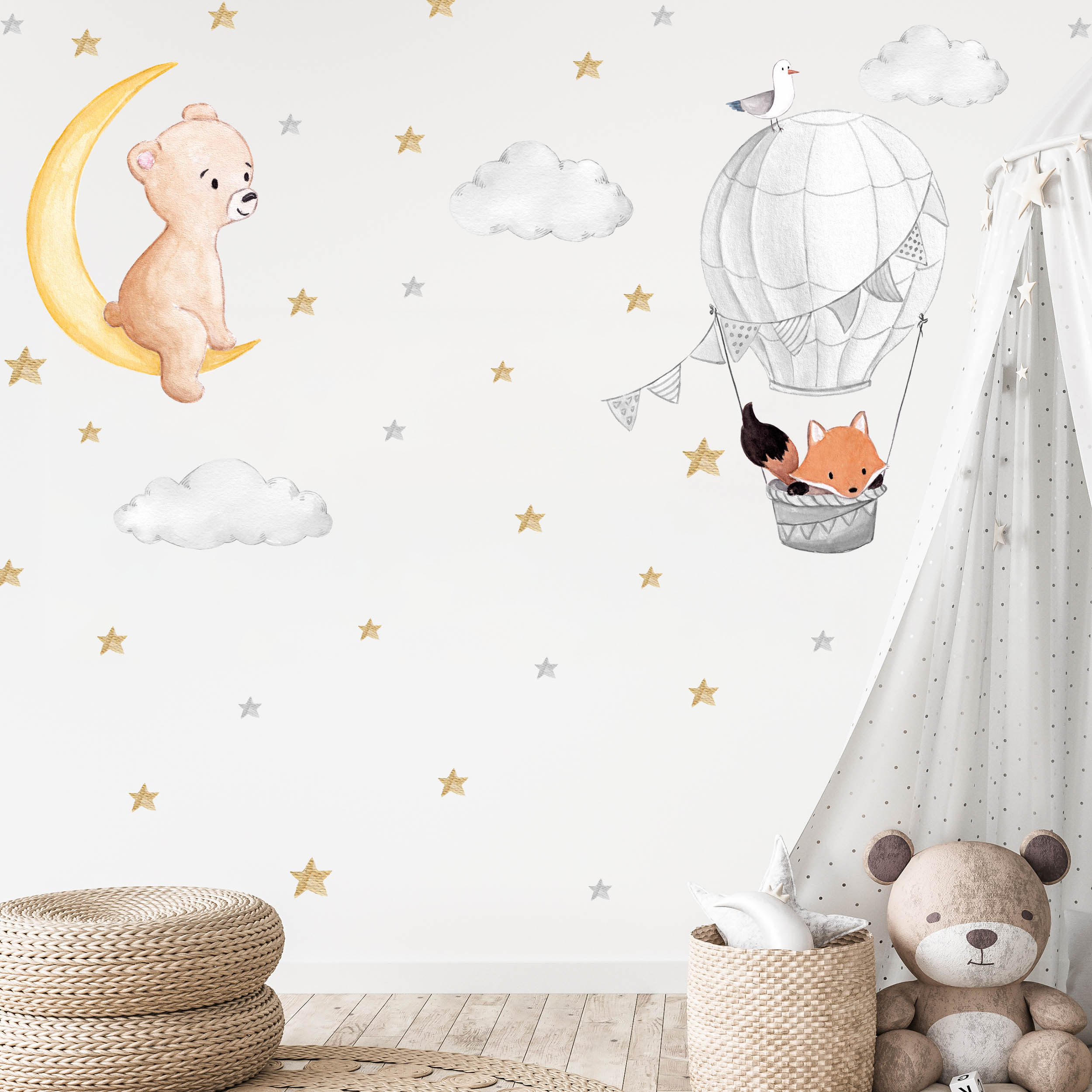 Bär und Fuchs Wandtattoo V332 Bär und Fuchs Wandtattoo V332