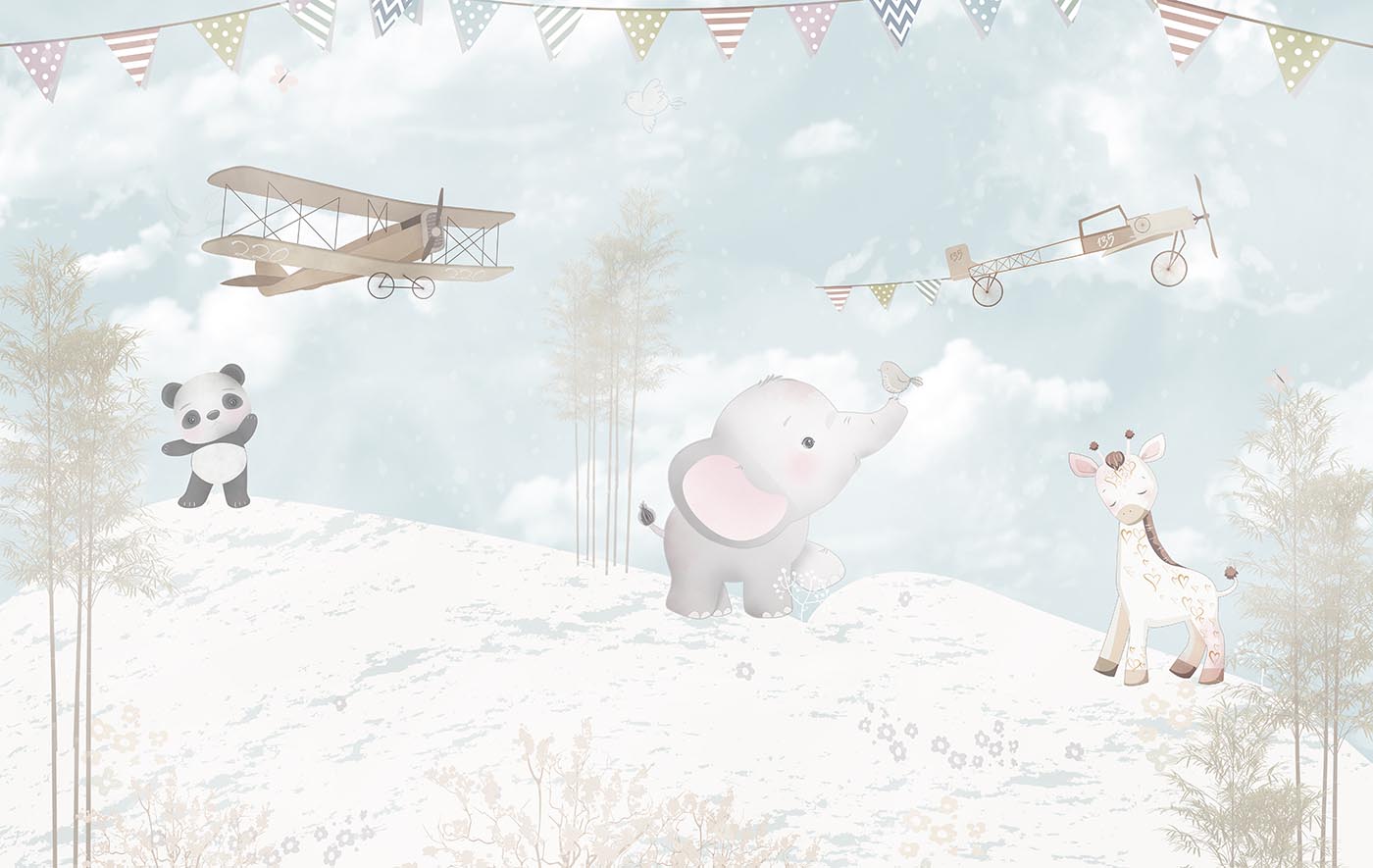 Flugzeug Tiere Fototapete TP112 – Motiv