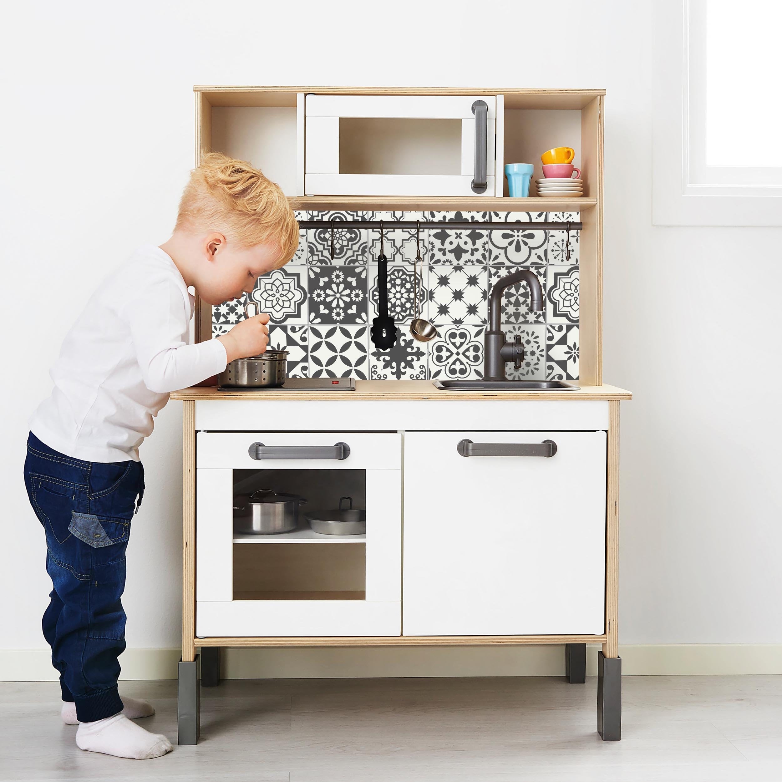 Aufkleber IKEA DUKTIG Kinderküche Spielküche Klebefolie Möbelfolie Sticker Kinderzimmer (Ohne Möbel) Mediterran IKK-V712