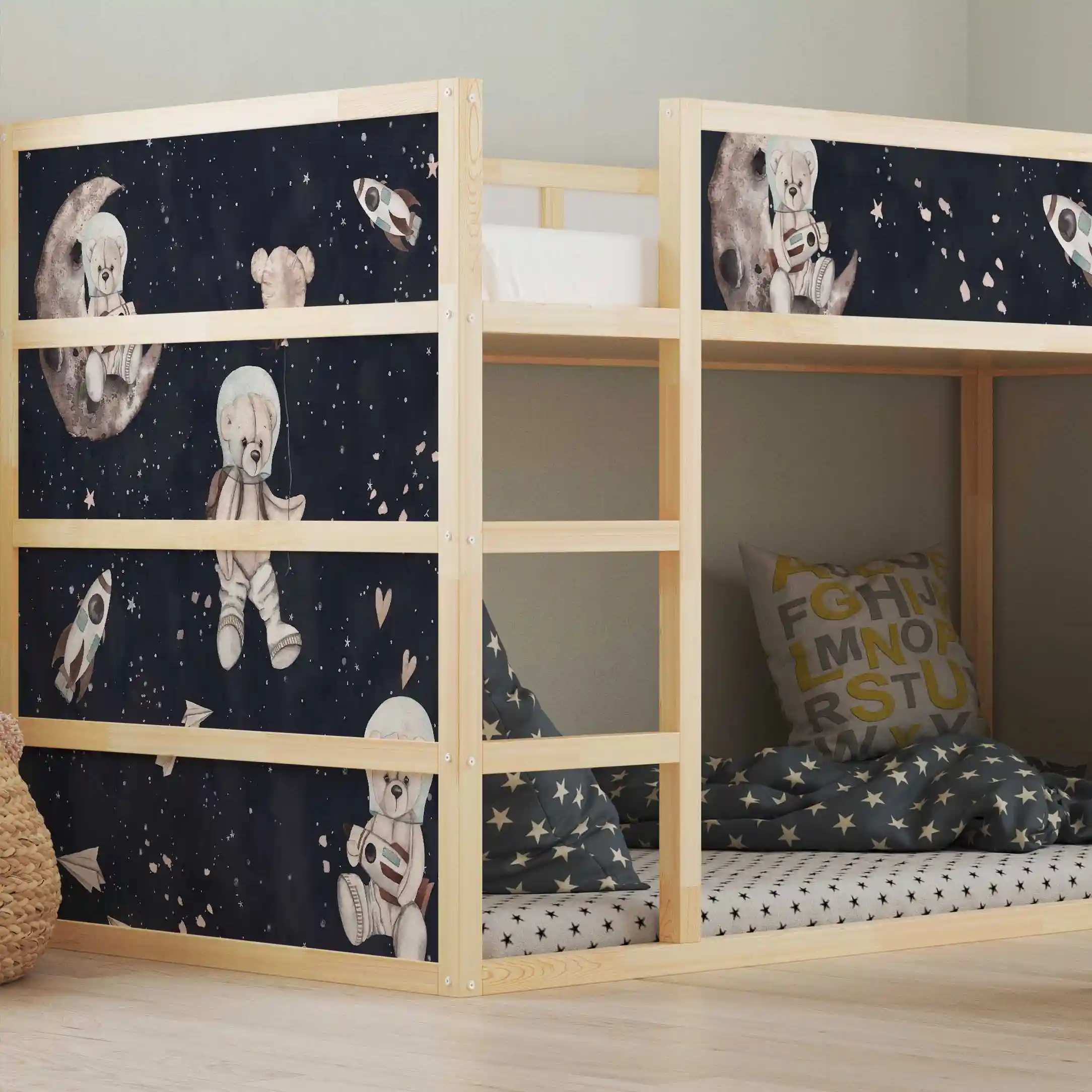 Aufkleber für IKEA KURA Kinderbett Astronaut Teddy