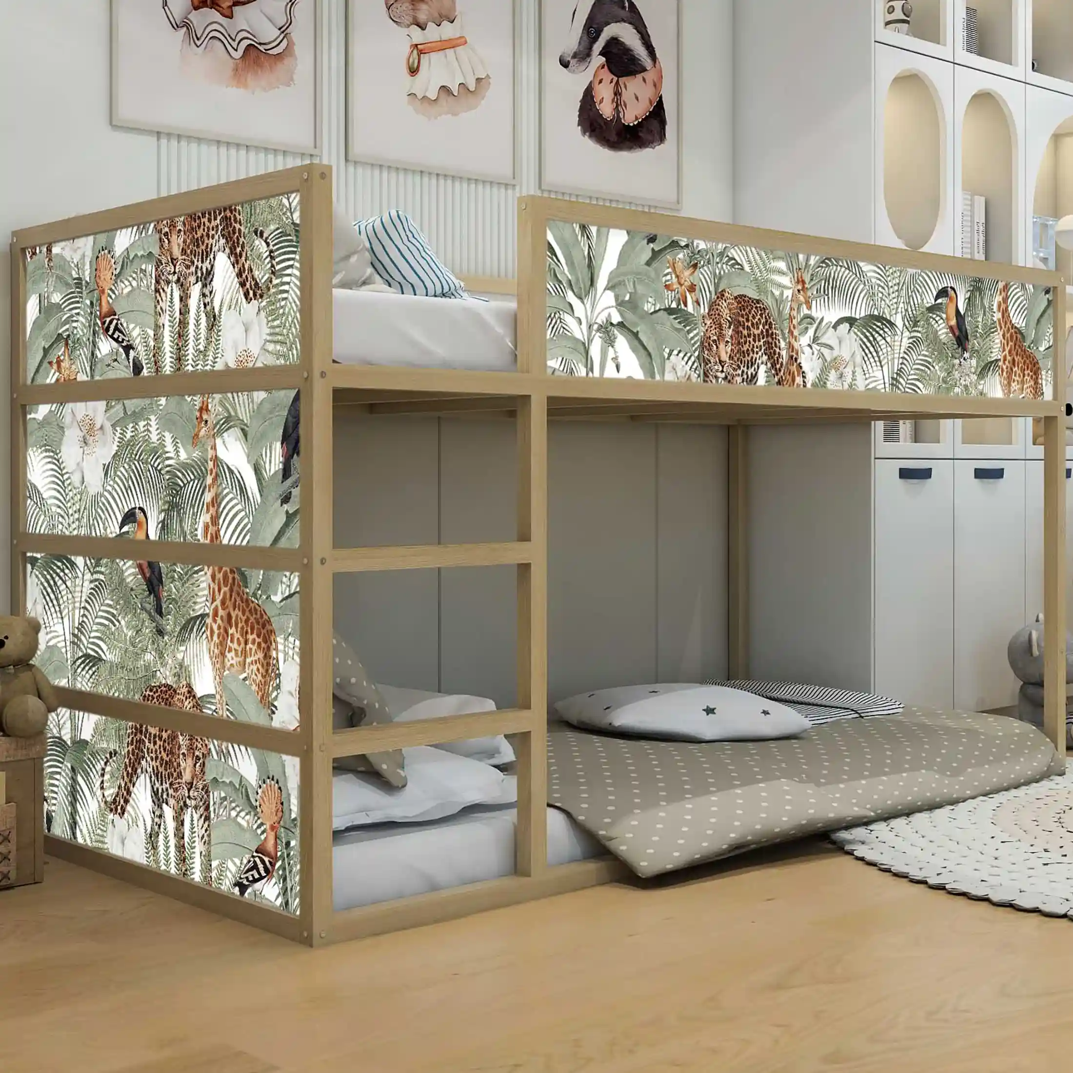 Aufkleber für IKEA KURA Kinderbett Dschungel