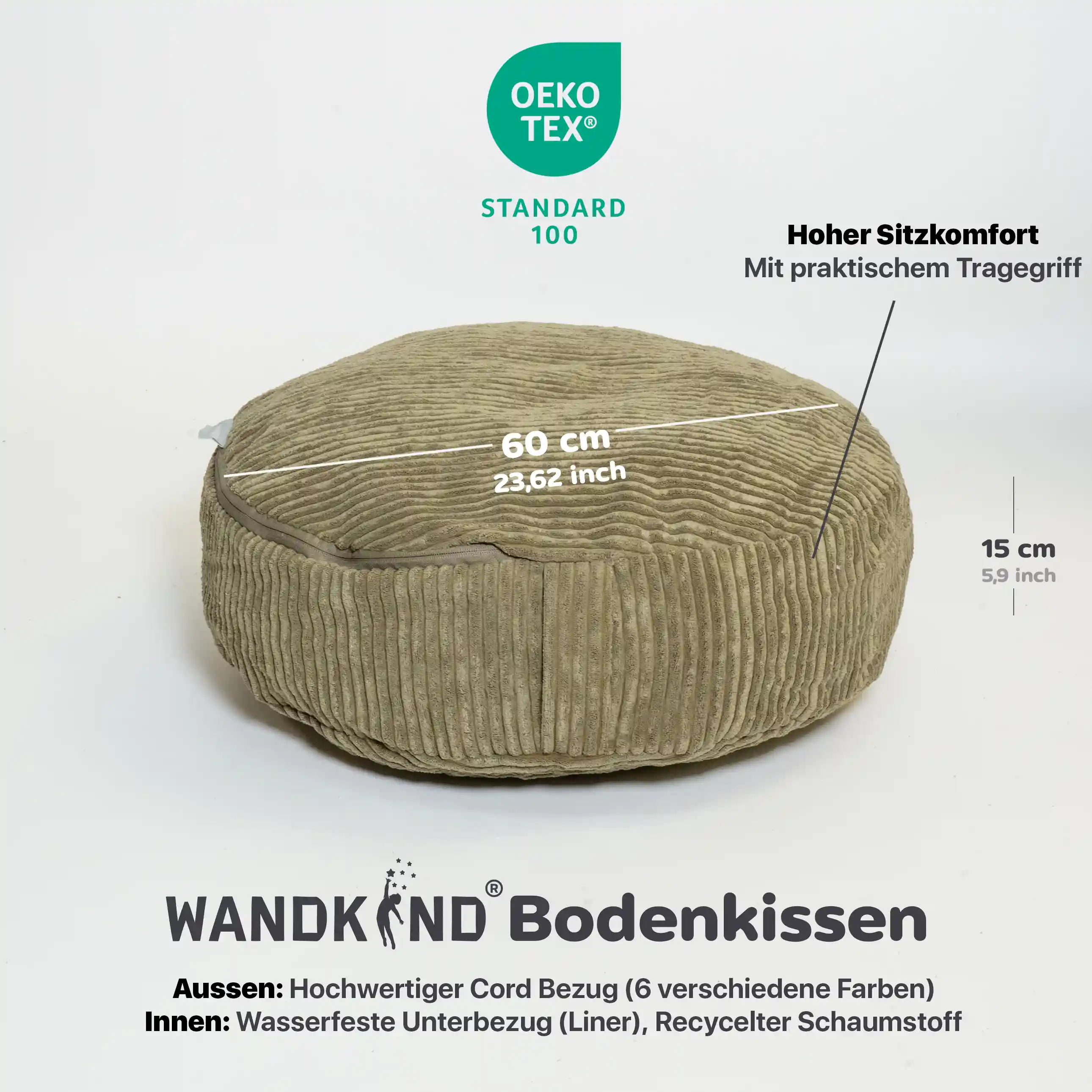 Bodenkissen Kinder rund – Cord, 60 cm