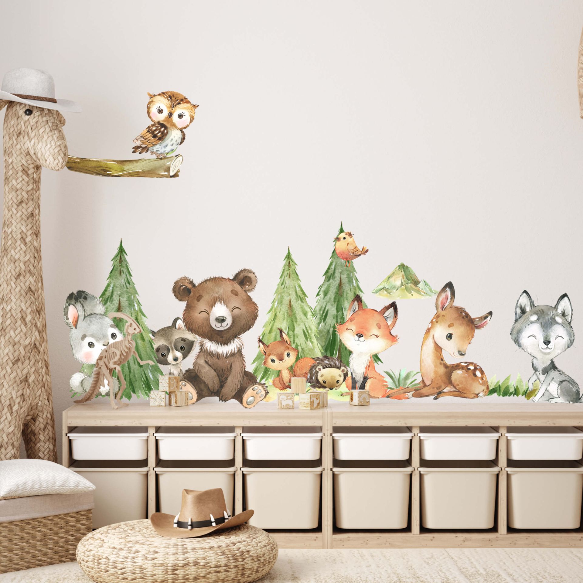 Verwunderlich Wandtattoo Kinderzimmer Waldtiere Bild